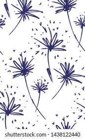 Seamless dandelion pattern, floral design background hand drawn. Textile print , fabric swatch, wallpaper.