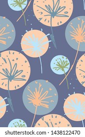 Seamless dandelion pattern, floral design background hand drawn. Textile print , fabric swatch, wallpaper.