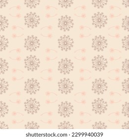 Patrón de diente de león sin foco. Elegante estampado pastel. Imprimir para textil, papel pintado, cubiertas, superficie. Para tela de moda. Volando de león.