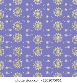 Seamless dandelion pattern. Stylish pastel print. Print for textile, wallpaper, covers, surface. For fashion fabric. Retro stylization. Flying of dandelion.