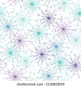 Seamless dandelion pattern, vector seamless background with hand drawn plants and seeds Tender flying dandelion flowers on a white.