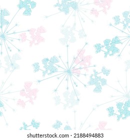 Seamless dandelion pattern, vector seamless background with hand drawn plants and seeds Wallpaper print design. 