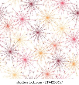 Seamless dandelion pattern, vector plant and seeds illustration on sky background Wallpaper print design. 