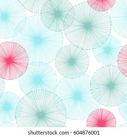 Seamless dandelion pattern with white background. Vector repeating texture.