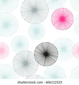 Seamless dandelion pattern with white background. Vector repeating texture.