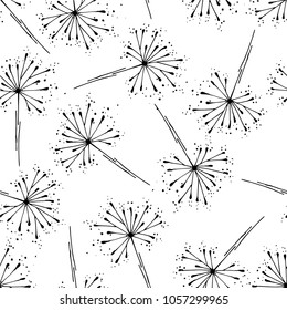 Seamless dandelions pattern. Hand drawing