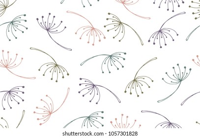 Seamless dandelions pattern. Hand drawing