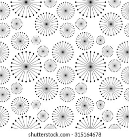 Seamless dandelions pattern. Textile collection. Black on white. Backgrounds & textures shop.