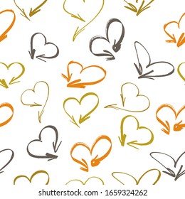 Seamless dark background with hearts. Seamless doodle pattern. Vector seamless pattern. Print for banners, posters, t-shirts and textiles