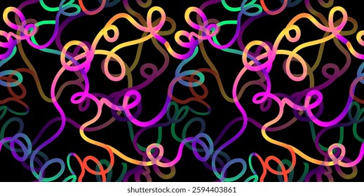 Seamless dark background lines swirl gradient. hand drawing. Not AI, Vector illustration
