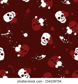 seamless dark background with red and white skulls