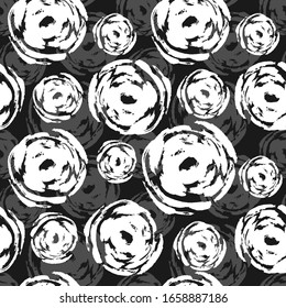 SEAMLESS DARK BACKGROUND WITH ROUND PAINT SPOTS IN VECTOR