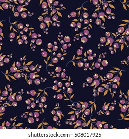 seamless dark background with violet flower branches