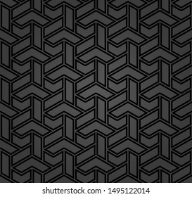 Seamless dark background for your designs. Modern vector black ornament. Geometric abstract pattern