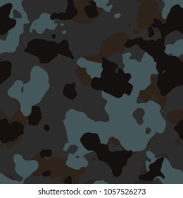 Seamless dark blue and brown big spots military fashion camo pattern vector