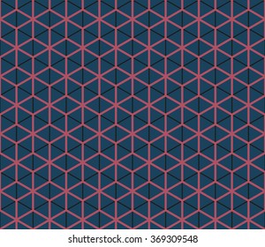 Seamless dark blue and burgundy overlaying isometric hexagonal grids pattern vector