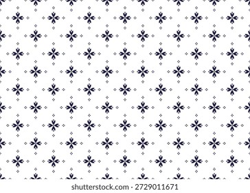 Padrão floral azul escuro sem costura no fundo branco, design para pano, tapete, batik, papel de parede, embrulhar etc.