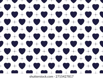 Seamless dark blue hearts pattern on white background, design for cloth, carpet, batik, wallpaper, wrapping etc.