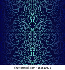 Seamless dark blue ornamental Wallpaper.