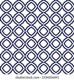 Seamless  dark blue vector pattern in geometric ornamental style