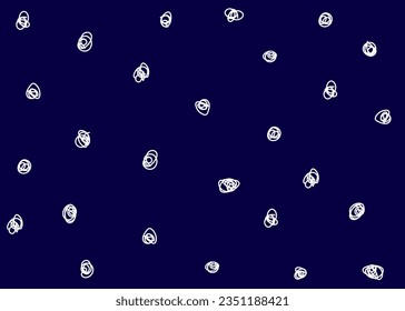 Seamless dark blue and white pattern with different hand drawn scribbles. Vector illustration.