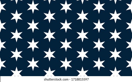 Seamless dark blue and white vintage magic hexagonal stars textile geometric pattern vector