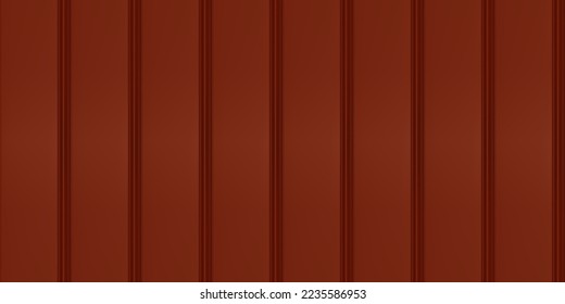 Seamless dark brown vertical wall wainscot pattern. Plastic, gypsum or wooden beadboard of interior cladding. Vector illustration. Renovating home wall decor