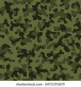 Seamless Dark Color Digital Military Textile.  Khaki Repeated Modern Vector Commando Fabric. Black Seamless Graphic Graphic Camouflage Print. Beige Pixel Combat Art. 