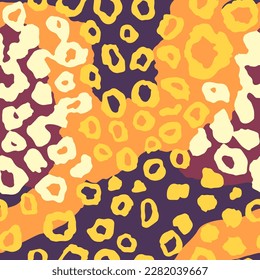 Seamless Dark Color Modern Panther Ornament Pattern. Gradient Seamless Abstract Retro Cat, Seamless Style Texture. Continuous Light Zoo Lines Background.