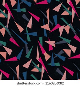 Seamless Dark Colored Triangle Abstract Vector Pattern