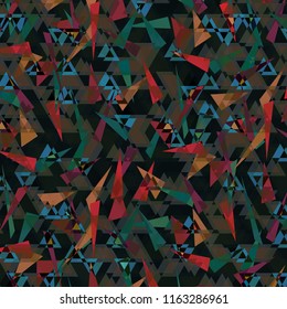 Seamless Dark Colored Triangle Abstract Vector Pattern