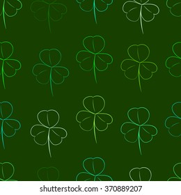 Seamless dark contours of shamrocks