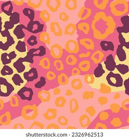 Seamless Dark Creative Beauty Leather Element Wallpaper. Pastel Repeated Elegant Decorative Zoo, Seamless Shape Art. Continuous Purple Panther Watercolor Vector.