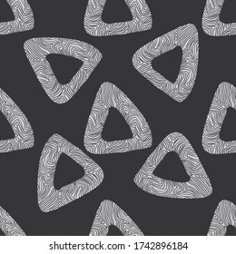 Seamless dark ethnic pattern. Abstract doodle texture triangle background. eps8
