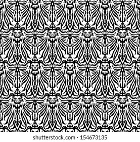 Seamless dark fantasy ornament in a vector format. It is possible to repeat (duplicate) it continuously without any visible seams.