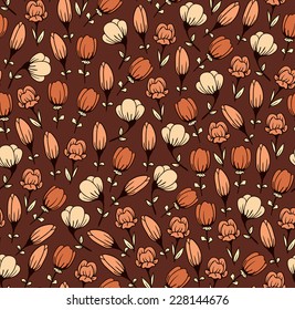 Seamless dark floral pattern. Flowers texture.