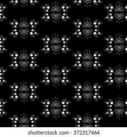 Seamless dark floral pattern with Peony. Vector illustration.