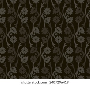 Seamless dark floral wallpaper pattern design