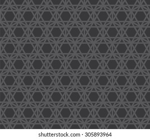 Seamless dark gray arabic hexagonal construction outline pattern vector