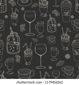 seamless dark gray background with drinks