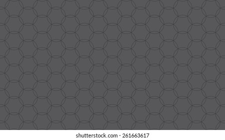 Seamless dark gray circular pattern on a hexagonal grid vector