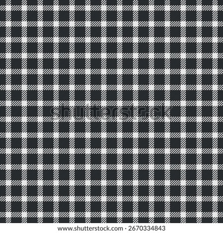 Seamless dark gray color check pattern. Repeating patern plaid. Checkered design for prints. Repeated tartan fabric. Vector scottish fabriс. Ekose texture. Madras flannel. Checker line. Stripe gingham