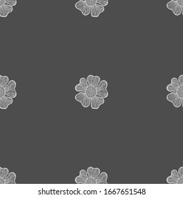 seamless dark gray colored vector pattern background with flowers 