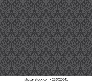 Seamless dark gray floral pattern vector