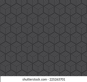 Seamless dark gray hexagons with stripes pattern vector