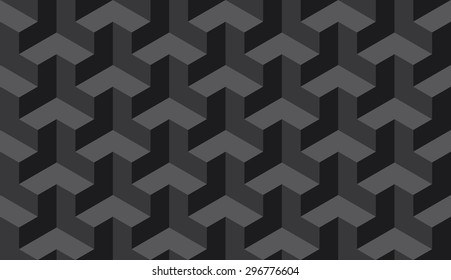 Seamless dark gray op art trilateral hexagonal pattern vector