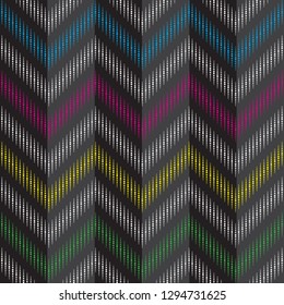 Seamless dark gray striped pattern with colorful waves, eps 8