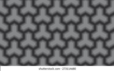 Seamless dark gray trilateral blend op art pattern vector