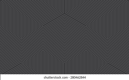 Seamless dark gray vintage trilateral op art lines pattern vector