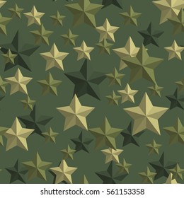 Seamless dark green background with an oversized military stars